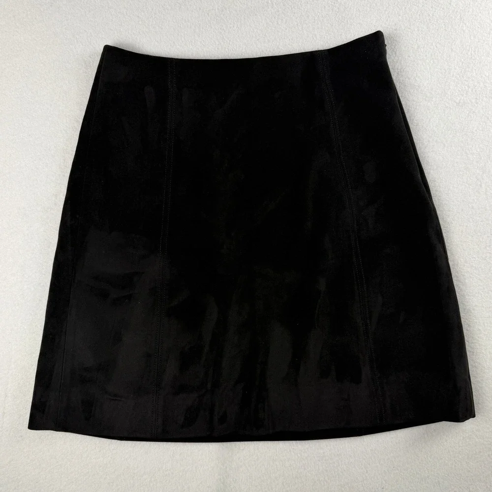Babaton Women's Hopper Faux Suede Mini Skirt Black Sz 4